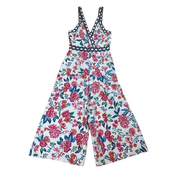 Eliza J Floral Wide-Leg Jumpsuit Crispy White Floral Size 8 - Picture 4 of 9